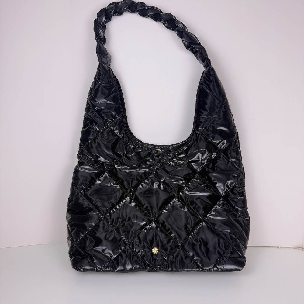 House of Harlow 1960 Black Quilted Puffer Shoulder Tote Bag